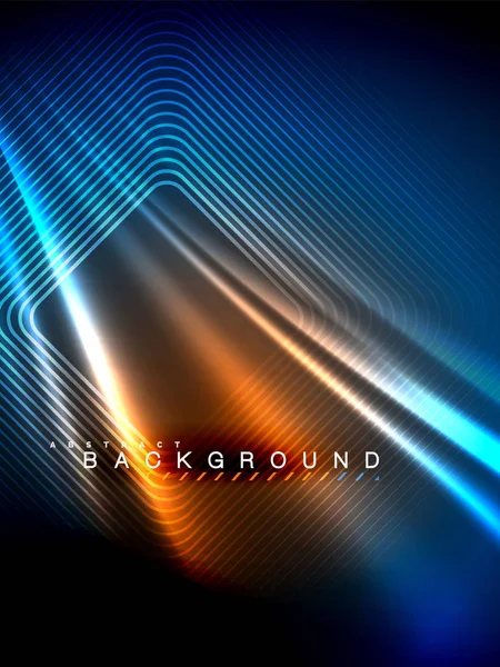 Neon glowing wave, magic energy and light motion background. Vector illustration — Stock Vector