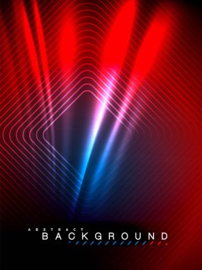 Neon parlayan dalga, sihirli enerji ve ışık arka plan. Vektör çizim