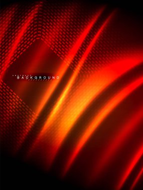 Neon parlayan dalga, sihirli enerji ve ışık arka plan. Vektör çizim