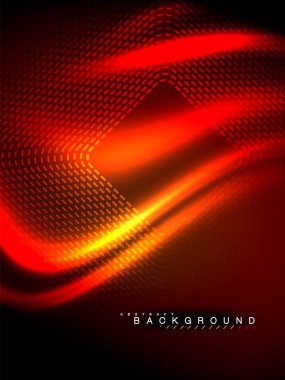 Neon parlayan dalga, sihirli enerji ve ışık arka plan. Vektör çizim