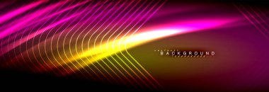 Neon parlayan sıvı dalga çizgileri, sihirli enerji uzay ışığı konsepti, soyut arka plan duvar kağıdı tasarımı