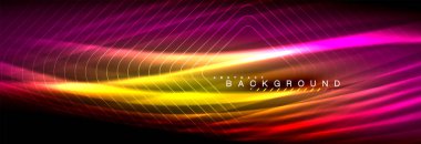 Neon parlayan sıvı dalga çizgileri, sihirli enerji uzay ışığı konsepti, soyut arka plan duvar kağıdı tasarımı