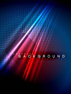 Neon parlayan dalga, sihirli enerji ve ışık arka plan. Vektör çizim