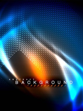 Neon parlayan dalga, sihirli enerji ve ışık arka plan. Vektör çizim