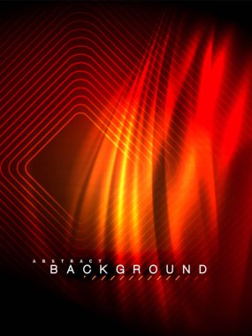 Neon parlayan dalga, sihirli enerji ve ışık arka plan. Vektör çizim