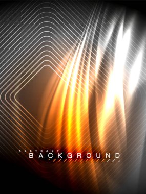 Neon parlayan dalga, sihirli enerji ve ışık arka plan. Vektör çizim