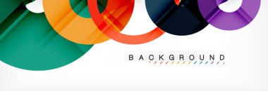 Gri arka plan, modern geometrik desen tasarım renkli halkalar. Vektör iş veya teknoloji tanıtım tasarım şablonu, broşür veya el ilanı desenli veya geometrik web afiş