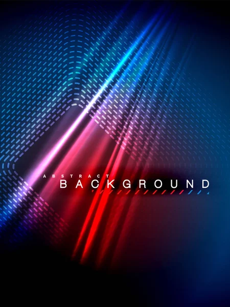 Neon parlayan dalga, sihirli enerji ve ışık arka plan. Vektör çizim