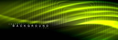 Neon parlayan sıvı dalga çizgileri, sihirli enerji uzay ışığı konsepti, soyut arka plan duvar kağıdı tasarımı