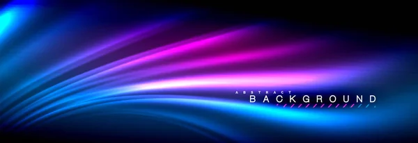 Neon glödande vätska våg linjer, magi energi utrymme ljus koncept, abstrakt bakgrund tapet design — Stock vektor