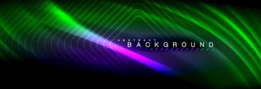 Neon parlayan sıvı dalga çizgileri, sihirli enerji uzay ışığı konsepti, soyut arka plan duvar kağıdı tasarımı