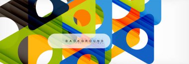 Geometrik arka plan, daireler ve üçgenler şekiller afiş. Gösterim amacıyla broşür veya el ilanı, sunum ve web tasarım düzeni