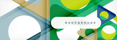 Geometrik arka plan, daireler ve üçgenler şekiller afiş. Gösterim amacıyla broşür veya el ilanı, sunum ve web tasarım düzeni