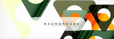 Geometrik arka plan, daireler ve üçgenler şekiller afiş. Gösterim amacıyla broşür veya el ilanı, sunum ve web tasarım düzeni