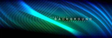 Neon parlayan sıvı dalga çizgileri, sihirli enerji uzay ışığı konsepti, soyut arka plan duvar kağıdı tasarımı
