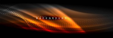 Sıvı neon akan dalgaları, ışık parlayan arka plan hatları. İş veya teknoloji tanıtımı, internet poster veya web broşür kapak, duvar kağıdı için trendy soyut düzeni şablonu. Vektör