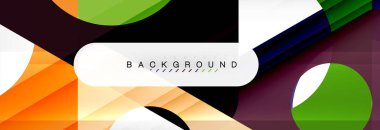 Geometrik arka plan, daireler ve üçgenler şekiller afiş. Gösterim amacıyla broşür veya el ilanı, sunum ve web tasarım düzeni