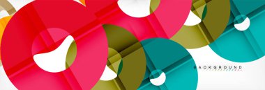 Gri arka plan, modern geometrik desen tasarım renkli halkalar. Vektör iş veya teknoloji tanıtım tasarım şablonu, broşür veya el ilanı desenli veya geometrik web afiş