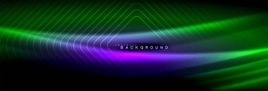 Neon parlayan sıvı dalga çizgileri, sihirli enerji uzay ışığı konsepti, soyut arka plan duvar kağıdı tasarımı