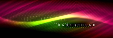 Neon parlayan sıvı dalga çizgileri, sihirli enerji uzay ışığı konsepti, soyut arka plan duvar kağıdı tasarımı