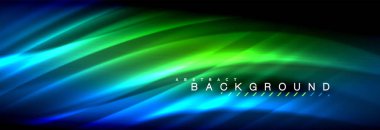 Neon parlayan sıvı dalga çizgileri, sihirli enerji uzay ışığı konsepti, soyut arka plan duvar kağıdı tasarımı