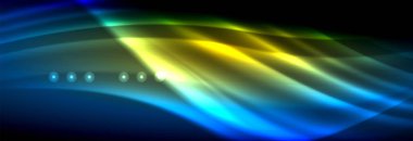 Sıvı neon akan dalgaları, ışık parlayan arka plan hatları