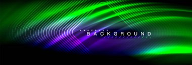 Neon parlayan sıvı dalga çizgileri, sihirli enerji uzay ışığı konsepti, soyut arka plan duvar kağıdı tasarımı