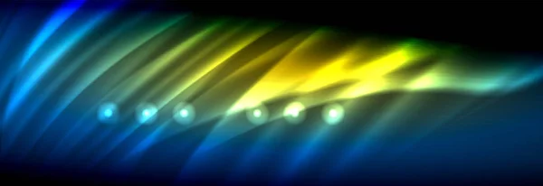 Flux fluides fluides, lignes lumineuses lumineuses arrière-plan — Image vectorielle