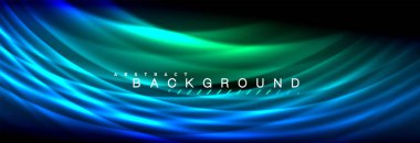 Neon parlayan sıvı dalga çizgileri, sihirli enerji uzay ışığı konsepti, soyut arka plan duvar kağıdı tasarımı