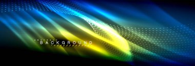 Sıvı neon akan dalgaları, ışık parlayan arka plan hatları