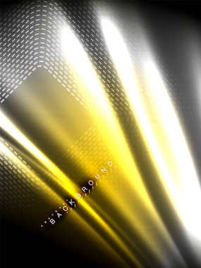 Neon parlayan dalga, sihirli enerji ve ışık arka plan. Vektör çizim