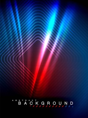 Neon parlayan dalga, sihirli enerji ve ışık arka plan. Vektör çizim