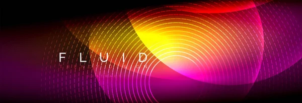 Vector borrosa neón brillante círculos con flujo y líquido concepto de luz, magia de energía fantástico fondo abstracto — Archivo Imágenes Vectoriales