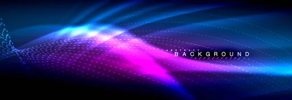Flytande neon strömmande vågor, glödande ljus linjer bakgrund — Stock vektor