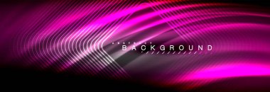 Neon parlayan sıvı dalga çizgileri, sihirli enerji uzay ışığı konsepti, soyut arka plan duvar kağıdı tasarımı