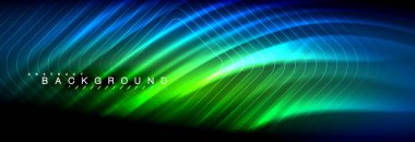 Neon parlayan sıvı dalga çizgileri, sihirli enerji uzay ışığı konsepti, soyut arka plan duvar kağıdı tasarımı