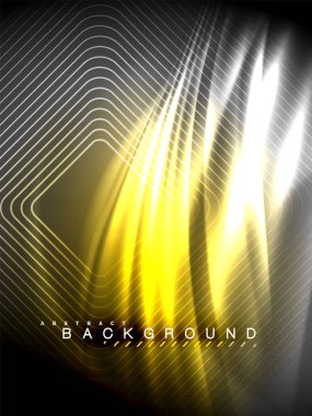 Neon parlayan dalga, sihirli enerji ve ışık arka plan. Vektör çizim