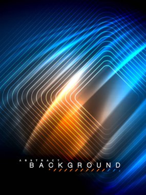 Neon parlayan dalga, sihirli enerji ve ışık arka plan. Dikey yönlendirme