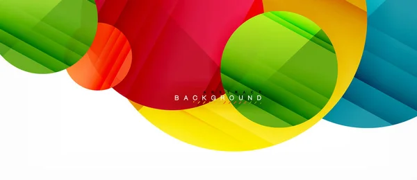 Círculos coloridos brilhantes fundo abstrato, design geométrico moderno —  Vetores de Stock