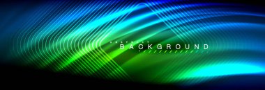 Neon parlayan sıvı dalga çizgileri, sihirli enerji uzay ışığı konsepti, soyut arka plan duvar kağıdı tasarımı