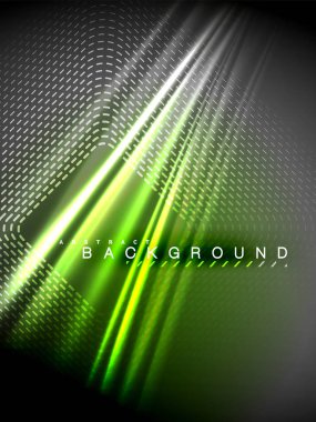 Neon parlayan dalga, sihirli enerji ve ışık arka plan. Vektör çizim