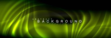 Neon parlayan sıvı dalga çizgileri, sihirli enerji uzay ışığı konsepti, soyut arka plan duvar kağıdı tasarımı