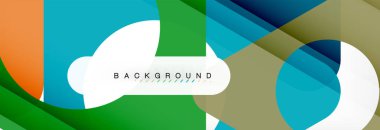 Geometrik arka plan, daireler ve üçgenler şekiller afiş. Gösterim amacıyla broşür veya el ilanı, sunum ve web tasarım düzeni