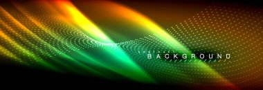 Sıvı neon akan dalgaları, ışık parlayan arka plan hatları