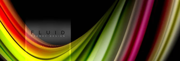 Жидкие цвета абстрактный фон красочный плакат, скрученная жидкость дизайн на черном, красочный мрамор или пластиковые волны текстуры фон, разноцветный шаблон для бизнеса или технологии презентации или веб — стоковый вектор