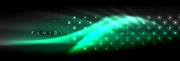 Flytande neon strömmande vågor, glödande ljus linjer bakgrund — Stock vektor