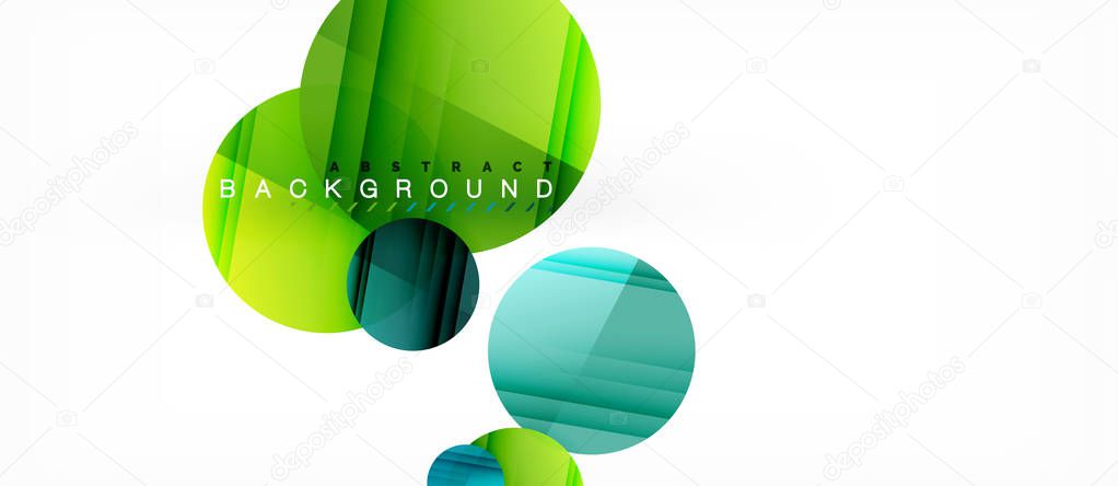 Glossy colorful circles abstract background, modern geometric design