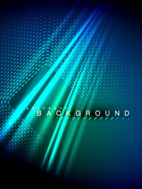 Neon parlayan dalga, sihirli enerji ve ışık arka plan. Vektör çizim