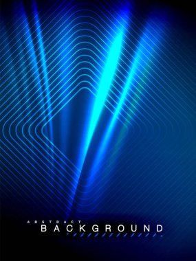 Neon parlayan dalga, sihirli enerji ve ışık arka plan. Vektör çizim