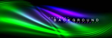 Neon parlayan sıvı dalga çizgileri, sihirli enerji uzay ışığı konsepti, soyut arka plan duvar kağıdı tasarımı